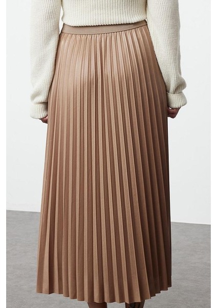 Kadın Moda Stil Maxi Astarsız Örme Tesettür Piliseli Uzun Esnek Örme Etek