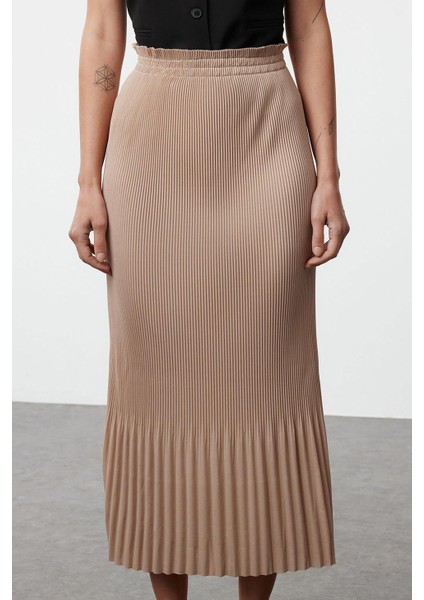 Kadın Moda Stil Maxi Astarsız Örme Tesettür Piliseli Uzun Esnek Örme Etek