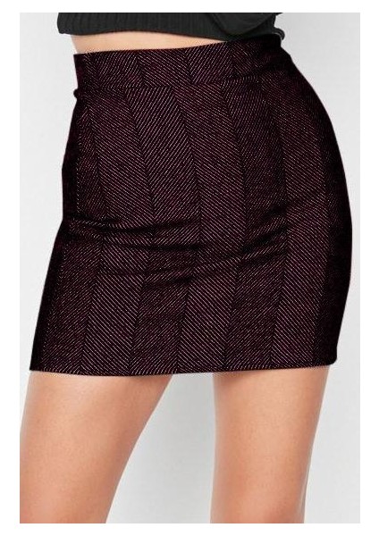 Kadın Moda Stil Mini Astarsız Dokuma A-Line Kaşe Kumaş Mini Dokuma Etek