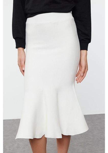 Kadın Moda Stil Midi Astarsız Triko Premium Iplik Özel Iplik Midi Boy Triko Etek