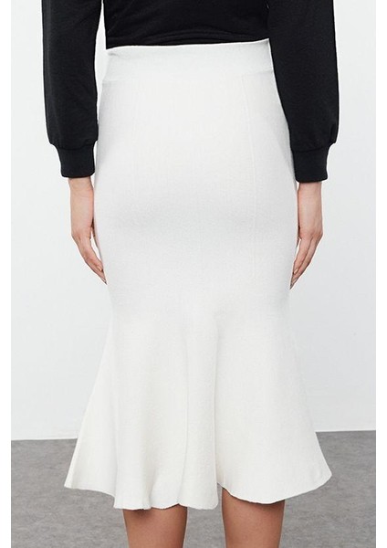 Kadın Moda Stil Midi Astarsız Triko Premium Iplik Özel Iplik Midi Boy Triko Etek