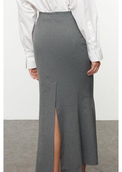 Kadın Moda Stil Midi Astarsız Dokuma Godeli Balık Shape Maxi Boy Dokuma Etek