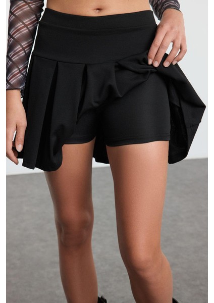 Kadın Moda Stil Mini Astarsız Örme Pili Detaylı Mini Etek fırsatları