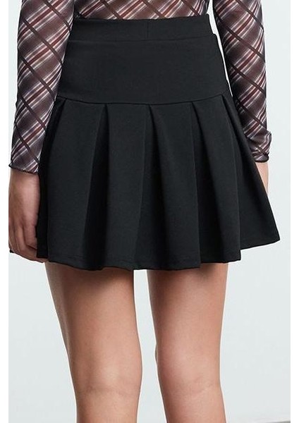 Kadın Moda Stil Mini Astarsız Örme Pili Detaylı Mini Etek indirimleri