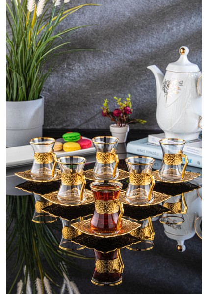 Beyzade 6 Kişilik Yaldızlı Çay Seti (159-K-Y)