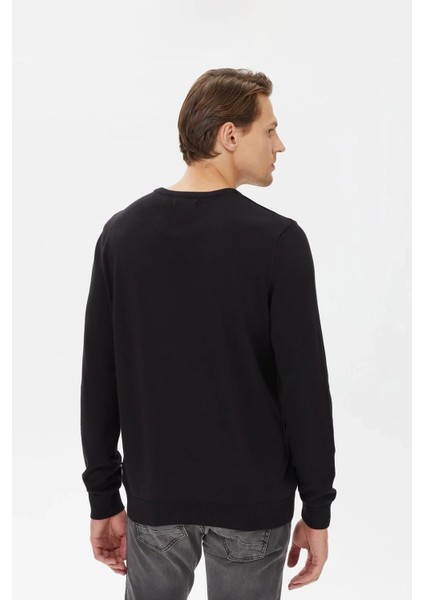 Erkek Uzun Kollu Standart Fit Triko - Siyah fırsatları