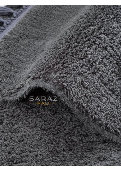 Saçaklı Banyo Paspası 2'li, Kaymaz, Orta Yükseklik, Antrasit, 60x100 cm modelleri