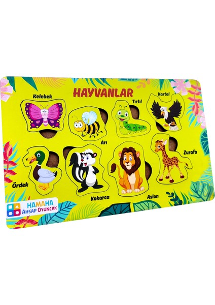 Eğitici Ahşap Oyuncak | Sevimli Hayvanlar Temalı Bul-Tak Puzzle