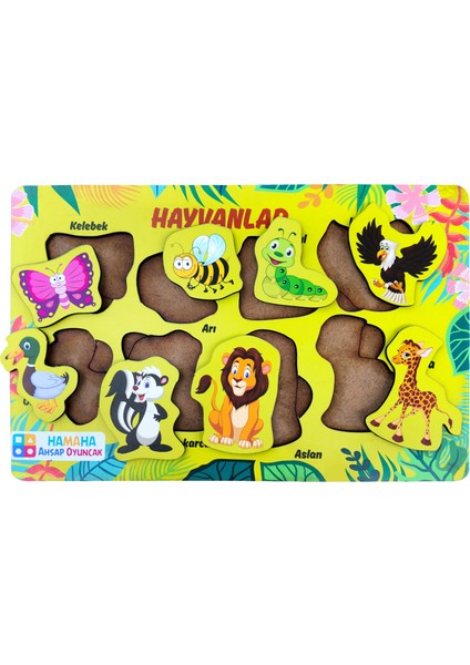 Eğitici Ahşap Oyuncak | Sevimli Hayvanlar Temalı Bul-Tak Puzzle fiyatları