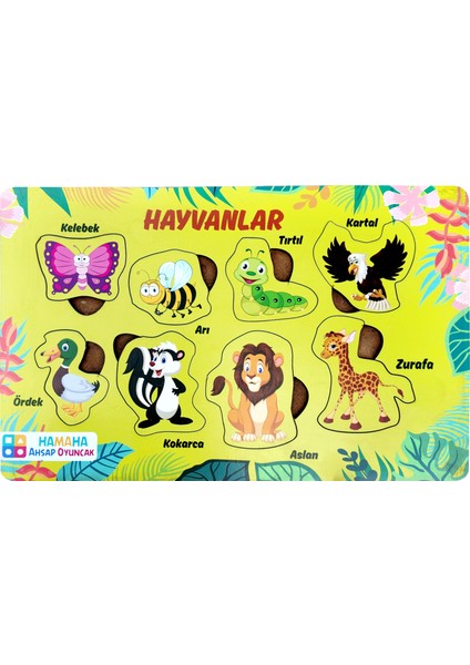 Eğitici Ahşap Oyuncak | Sevimli Hayvanlar Temalı Bul-Tak Puzzle fırsatları