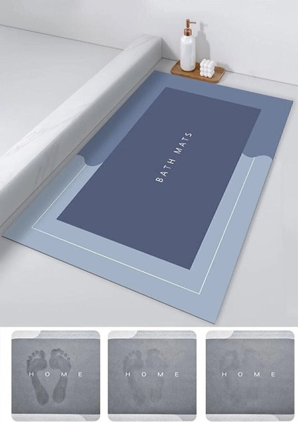 Nano su emici banyo paspası, kaymaz tabanlı, 40x60 cm, mavi, tek parça