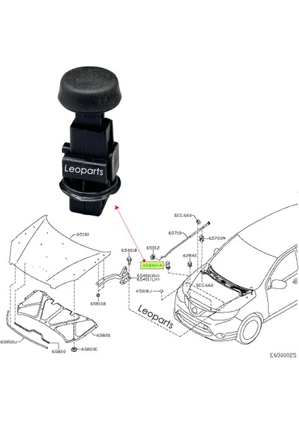 Nissan Qashqai Motor Kaput Takozu 2010-2023 65822-BR00A