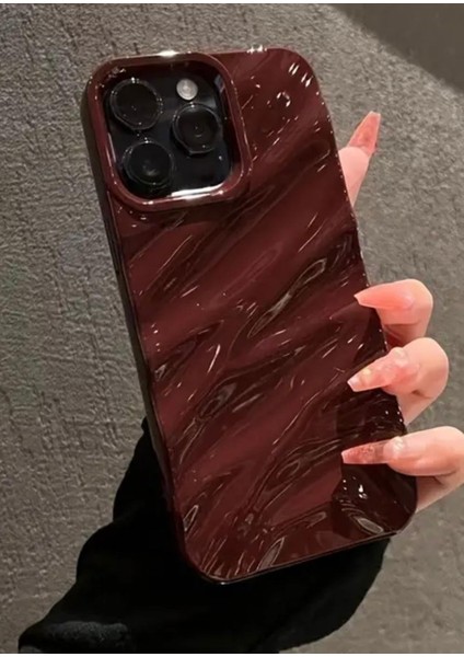 Iphone 14 Promax Bordo Su Dalgalı Kamera Korumalı Yumuşak Silikon Telefon Kılıfı