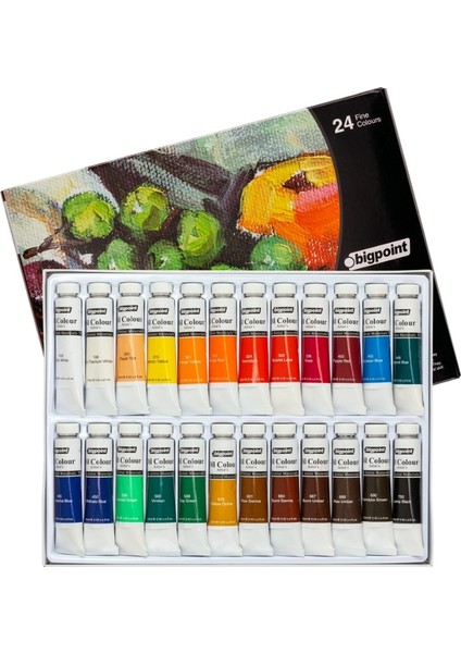 | Fine Artist's Serisi Yağlı Boya Seti, 12 ml Hazneli Yoğun Pigmentli Yağlı Boya, 24 Farklı Renk