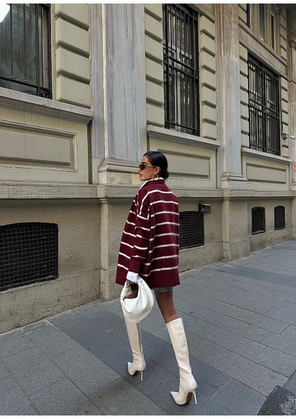 Lymens Fashion Rahatlık ve Şıklıkta Sınır Tanımayan Çizgili Oversize Akrilik Hırka modelleri
