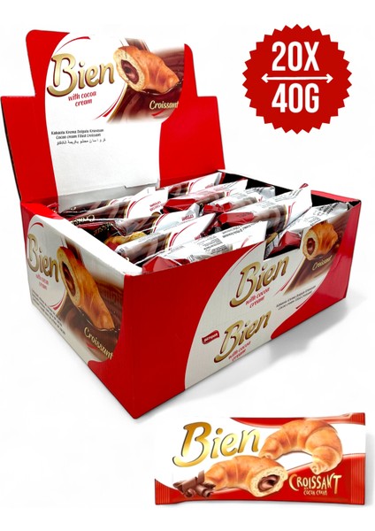 Kakaolu Krema Dolgulu Kruvasan 40G 20 Adet