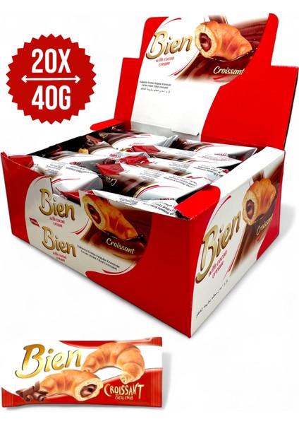 Kakaolu Krema Dolgulu Kruvasan 40G 20 Adet