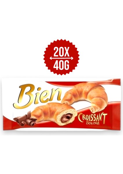 Kakaolu Krema Dolgulu Kruvasan 40G 20 Adet