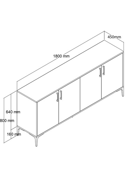 1666 Ares 180 cm Modern Konsol Sepet-Beyaz