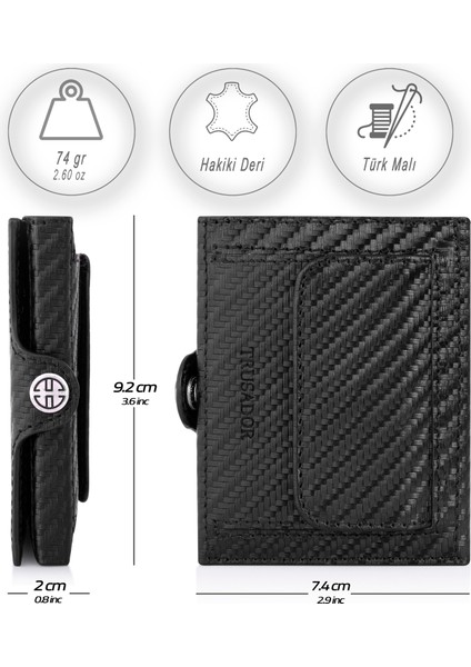 Valencia Carbon Bozuk Paralık Cepli Unisex Hakiki Deri Rfid Korumalı Erkek Kadın Mini Cüzdan Hediyelik Karbon