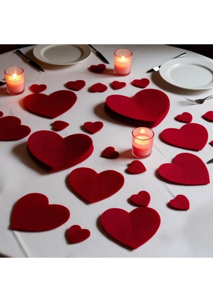 Sevgililer Günü Evlilik Özel Gün Romantik Aşk Yemek 3 Boy Kalp Keçe Süs fiyatları