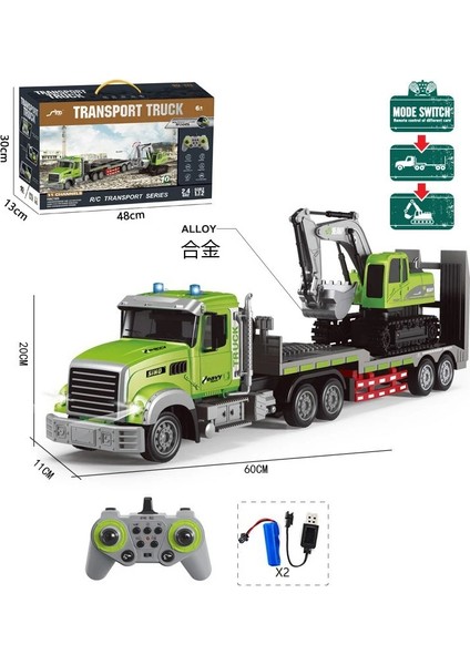 Uzaktan Kumandalı Şarjlı Iş Makinası Taşıyan Tır Ikili Kontrol Edilebilir Rc Set