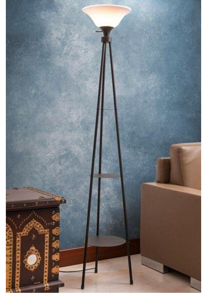 Siyah Metal Tripod Lambader, Yerden Yüksek, Şık ve Modern Tasarım