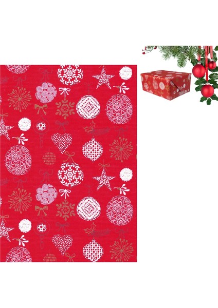 Italyan Paketleme Kağıdı, Kalp, Top Desenli Ambalaj Kağıdı, Kırmızı, NO:470B 70 x 200 cm