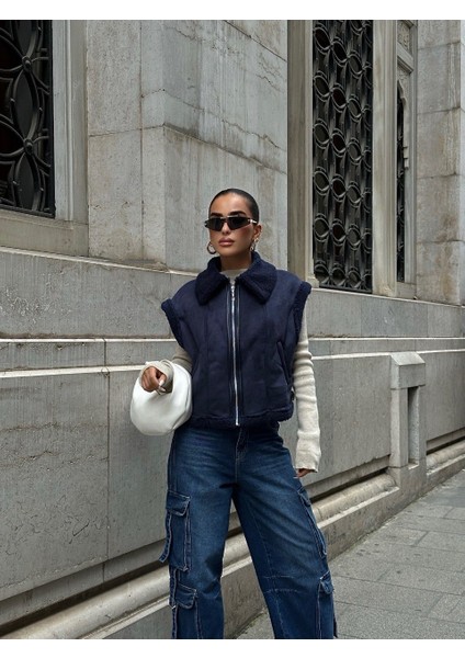 Lymens Fashion Ceket Yaka Detaylı Ukade Süet Yelek Casual Şıklık fırsatları