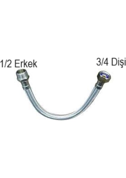 70 cm 3/4 1/2 Nipelli Flex Bağlantı Hortumu 3-4 1-2
