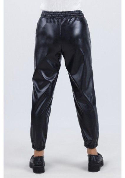 Beli ve Paçası Lastikli Cepli Deri Görünümlü Kız Çocuk Pantolon fiyatları