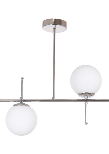 Modern gri ve beyaz camlı yemek masası, 2'li avize, şık ve zarif tasarım