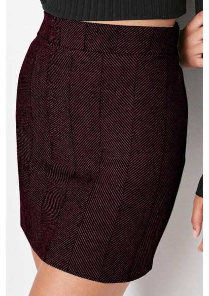 Modern Tarz Astarsız Dokuma Mini Boy A-Line Kaşe Kumaş Mini Dokuma Etek