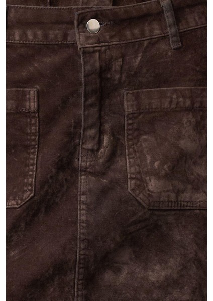 Modern Tarz Astarsız Denim Mini Boy Süet Görünümlü Normal Bel Mini Denim Etek fiyatları