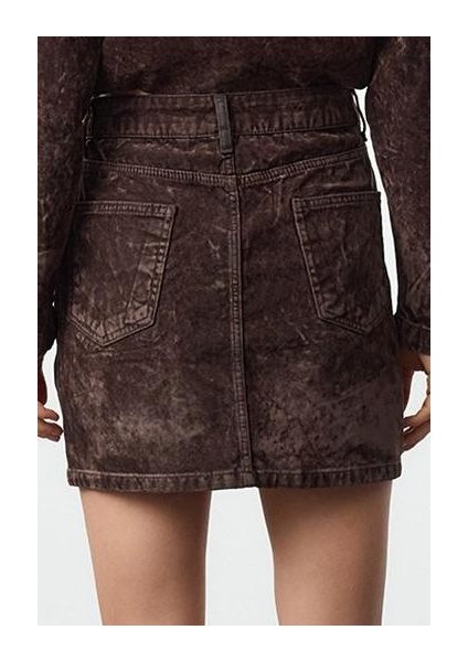 Modern Tarz Astarsız Denim Mini Boy Süet Görünümlü Normal Bel Mini Denim Etek fırsatları
