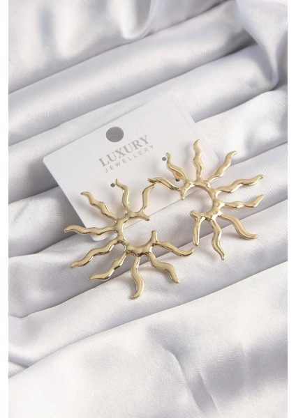 Gold Renk Yarım Güneş Küpe - EBJ241123W28283