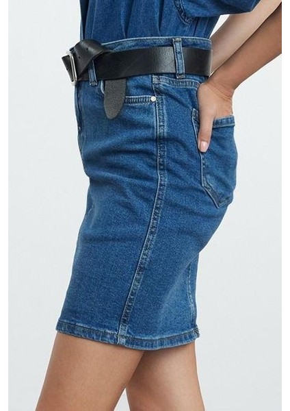 Modern Tarz Astarsız Denim Mini Boy Basic Yüksek Bel Mini Denim Etek modelleri