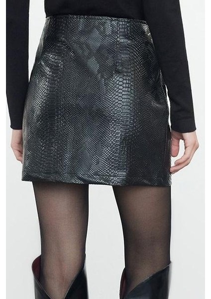 Modern Tarz Astarsız Dokuma Mini Boy Croco Suni Deri Kumaş Mini Boy Dokuma Etek