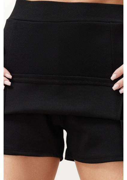 Modern Tarz Astarsız Örme Mini Boy Yırtmaçlı Esnek Mini Etek fırsatları