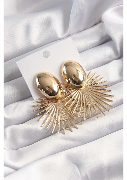 Gold Renk Yansımalı Küpe - EBJ241123W28284