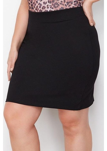 Modern Tarz Büyük Beden Astarsız Örme Mini Boy Beli Lastikli Örme Etek modelleri