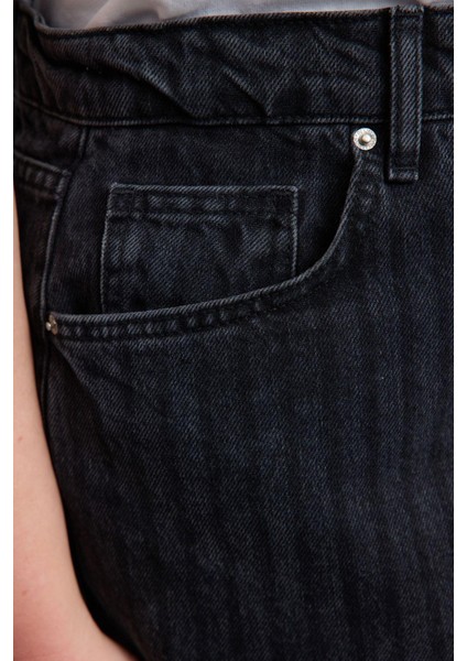 Modern Tarz Büyük Beden Astarsız Denim Mini Boy More Sustainable Çizgili Mini Denim Etek fırsatları