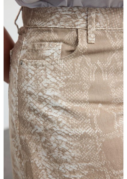 Modern Tarz Büyük Beden Astarsız Denim Mini Boy Animal Desenli Denim Etek fırsatları