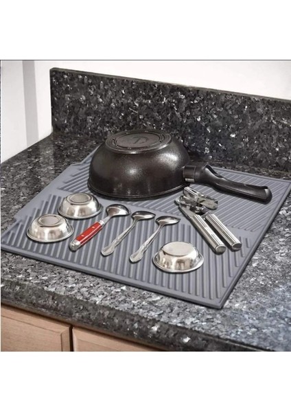 44x33 cm Silikon Bulaşık Kurutma Matı, Gri, Büyük Boy, Dayanıklı ve Pratik Kullanım fiyatları
