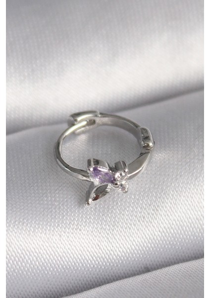 Gümüş Renk Zirkon Taşlı Kelebek Model Tragus Piercing - EBJ241123W29480
