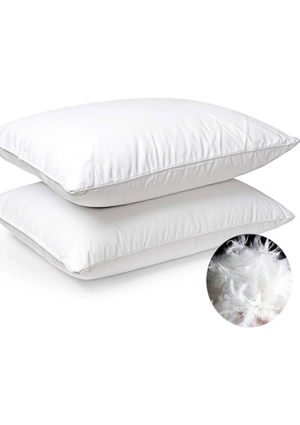 %100 Kaz Tüyü Doğal Yastık - 50X70 1000GR , Otel ve Ev Kullanımına Uygun