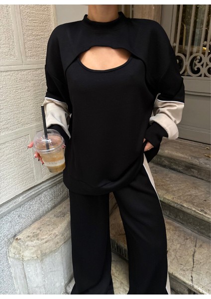Lymens Fashion Şık Göğüs Pencereli ve Biyeli Modal Takım