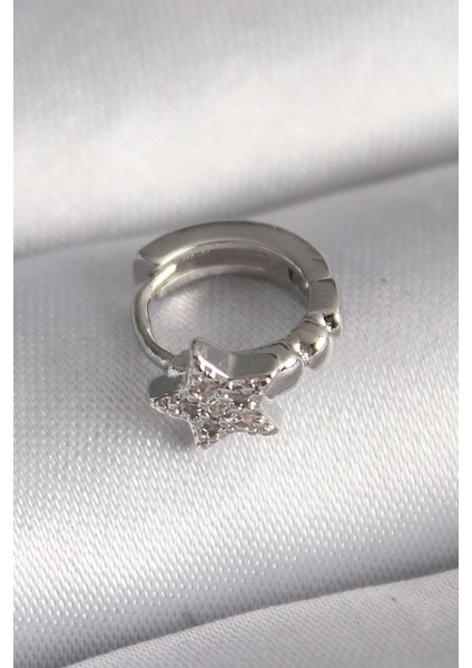 Gümüş Renk Zirkon Taşlı Yıldız Model Tragus Piercing - EBJ241123W29484