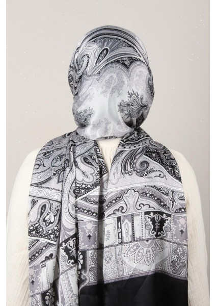 Linda Etnik Desen Şal 1717-4 Siyah-Gri modelleri