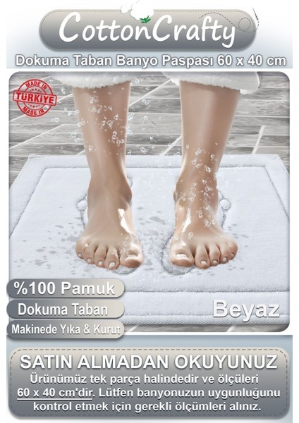 Tekno Trust Pamuk Dokuma Su Emici Banyo Paspası Ayak 60x40 Cm